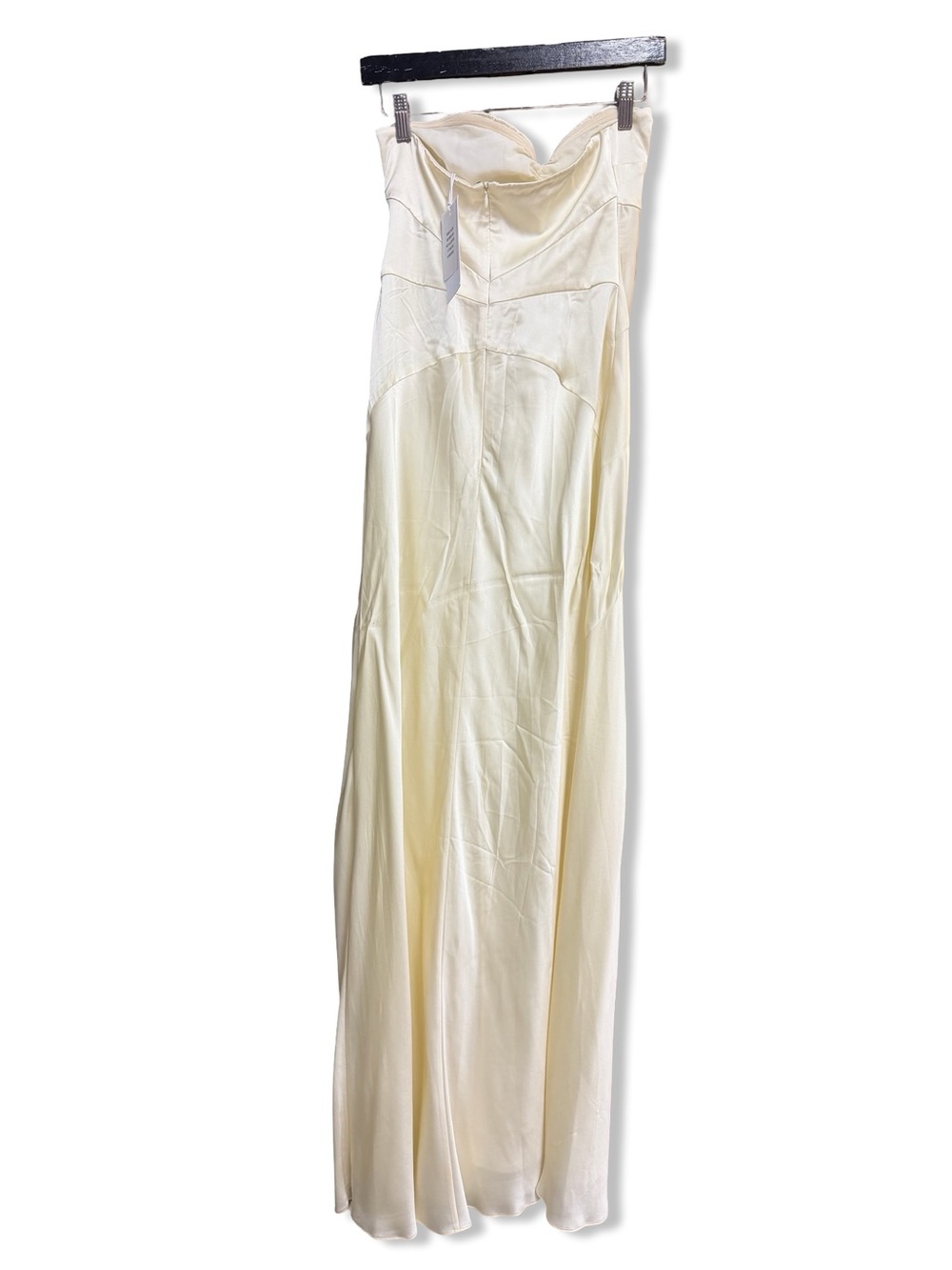 HELSA The Silk Faye Dress Egg Shell Strapless Ivory Satin bow Gown Revolve S - Picture 6 of 10